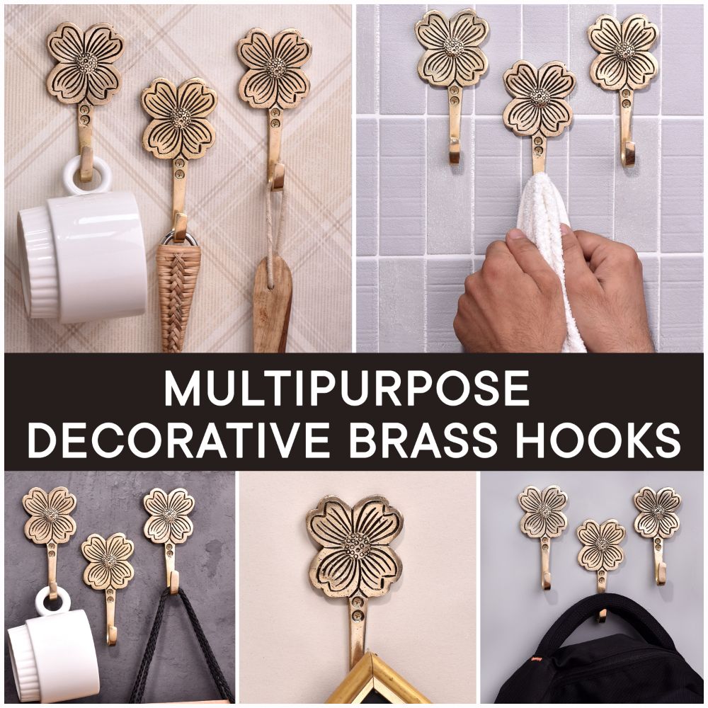 Brass Floral Single Wall Hook